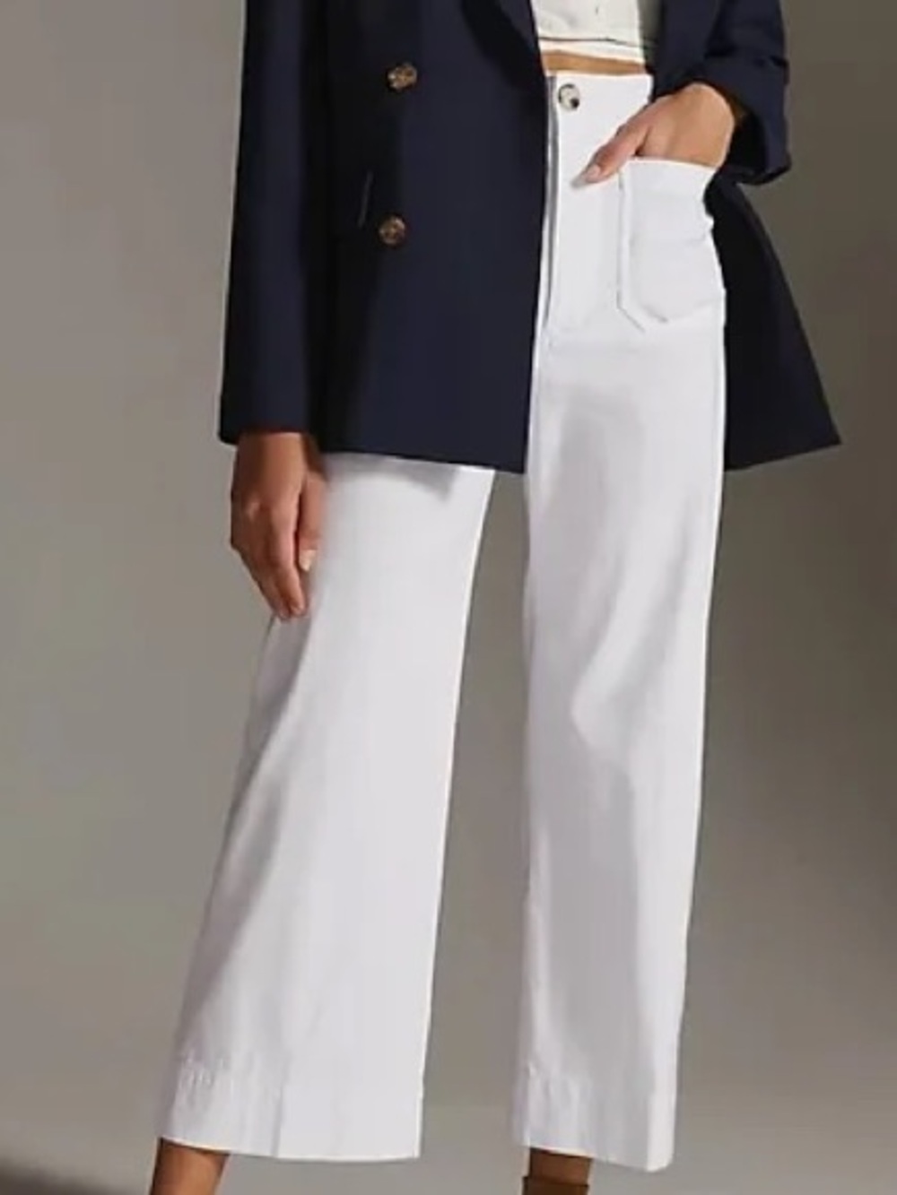 Anthropologie Maeve Colette Pants Womens 29 White Wide Leg Cropped